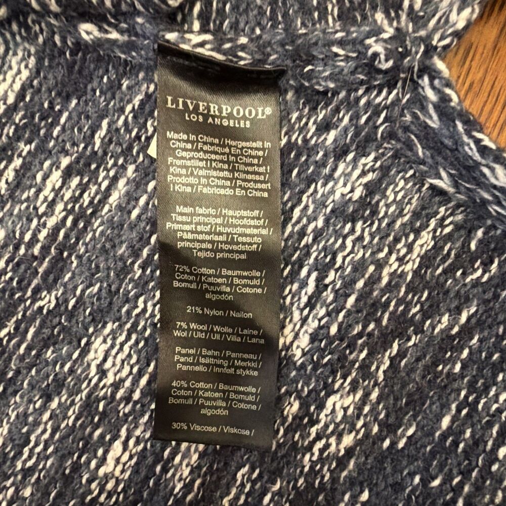 Liverpool Los Angeles Women’s XL Long Open Cardigan Knit Sweater Denim Trim - Picture 8 of 12